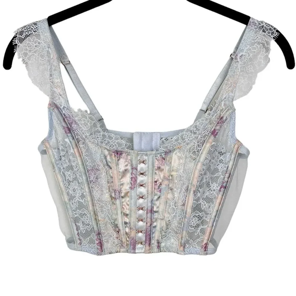 Victoria's Secret Dream Angels Blue Pastel Lace Corset Bra S Fairy Lingerie